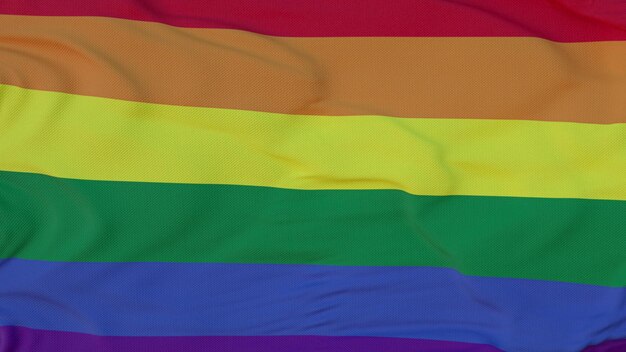 Bandeira realista do orgulho lgbt balançando ao vento renderização em 3d