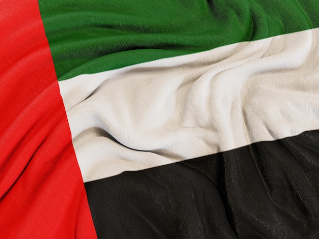 Bandeira realista dos Emirados Árabes Unidos em fundo de tecido