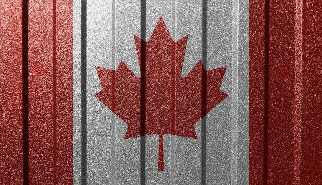 Bandeira texturizada do Canadá na parede de metal Fundo geométrico abstrato natural colorido com linhas