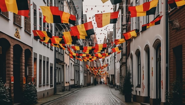 Bandeiras da Alemanha adornando a rua AI