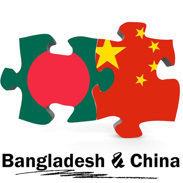 Bandeiras da china e bangladesh em quebra-cabeça