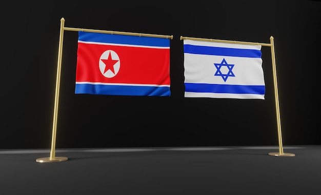 Bandeiras da Coreia do Norte e Israel Bandeiras da Coreia do Norte e Israel Negociações da Coreia do Norte e Israel