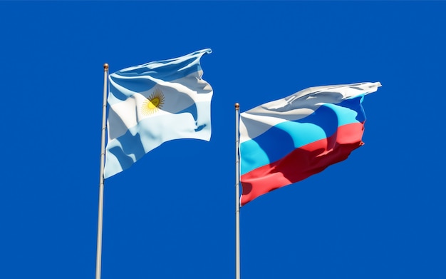 Bandeiras da nova argentina e argentina. arte 3d