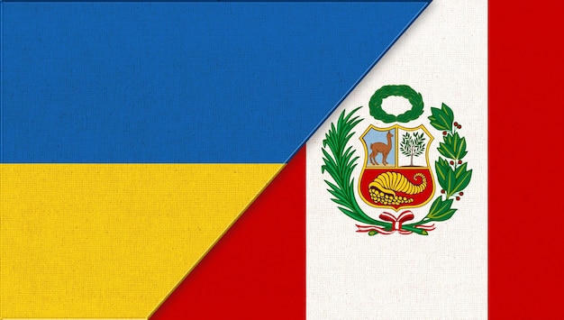 Bandeiras da Ucrânia e do Peru Ilustração de duas bandeiras juntas Símbolos nacionais