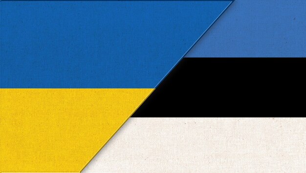 Bandeiras das relações diplomáticas da Ucrânia e da Estônia entre dois países
