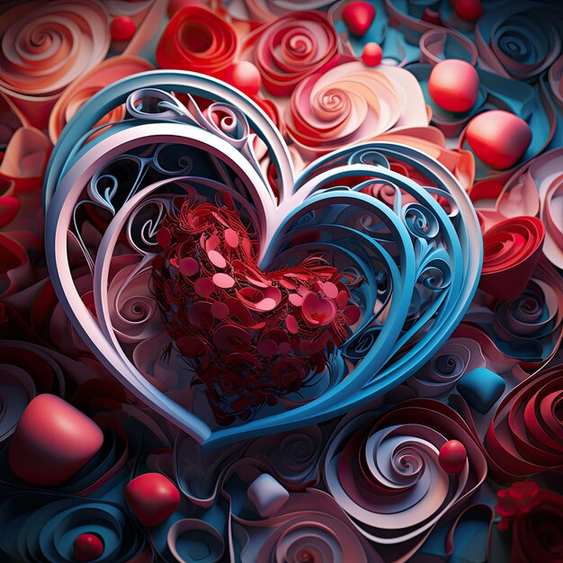 Bandeiras do Dia dos Namorados Lacy motivo do Dia dos namorados coração fractal arte digital
