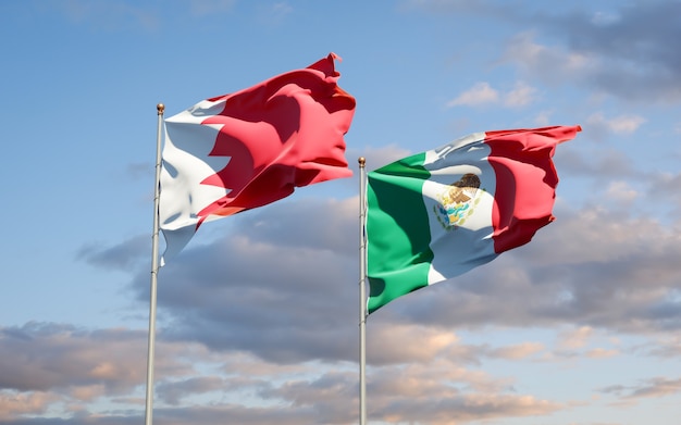 Bandeiras do México e Bahrein. Arte 3D