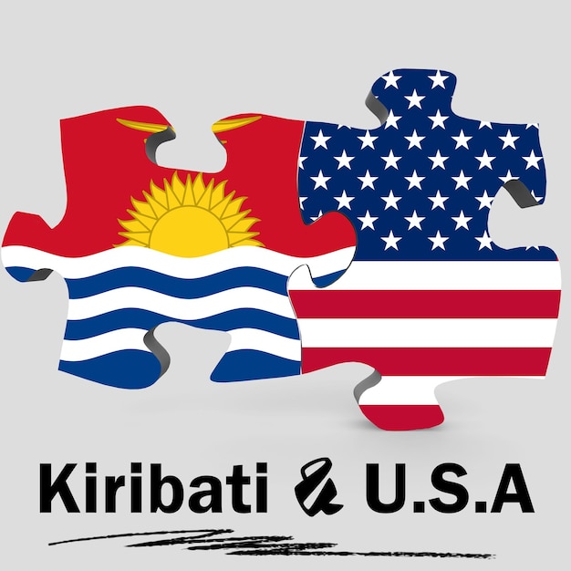 Bandeiras dos EUA e Kiribati em quebra-cabeça