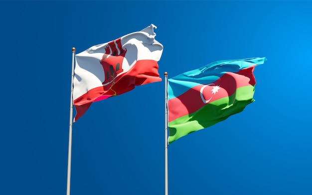 Bandeiras estaduais nacionais de Gibraltar e Azerbaijão juntas