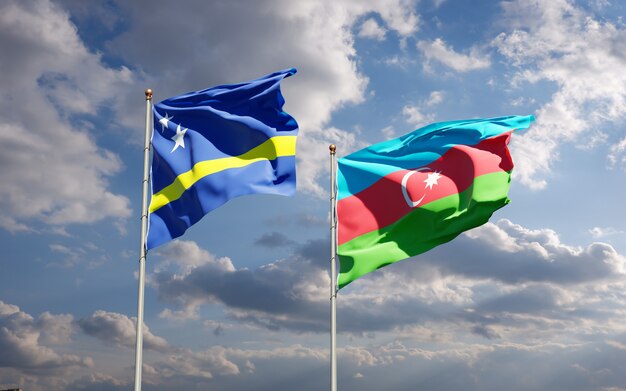 bandeiras estaduais nacionais do Azerbaijão e Curaçao
