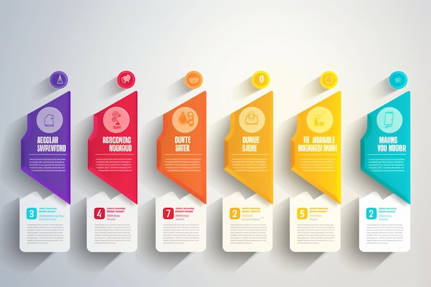 Bandeiras infográficas etiquetas de cor com etapas e opções definidas