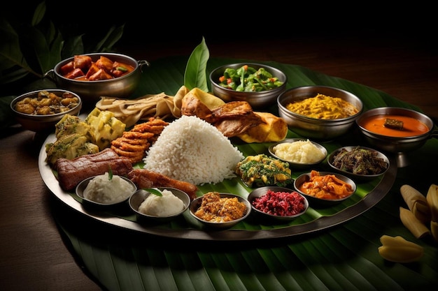 una bandeja de comida que incluye arroz, verduras y arroz.