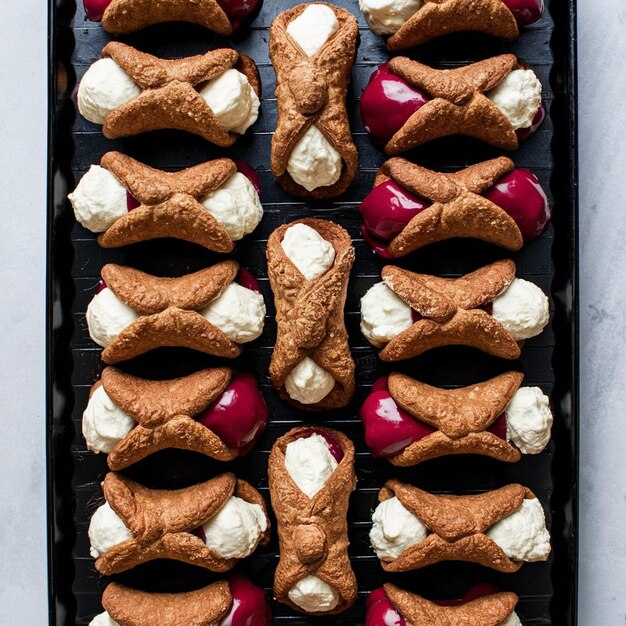 bandeja de canolis gourmet variados com recheio de ricotta