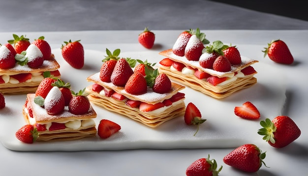 Foto una bandeja de fresas con fresas en ella