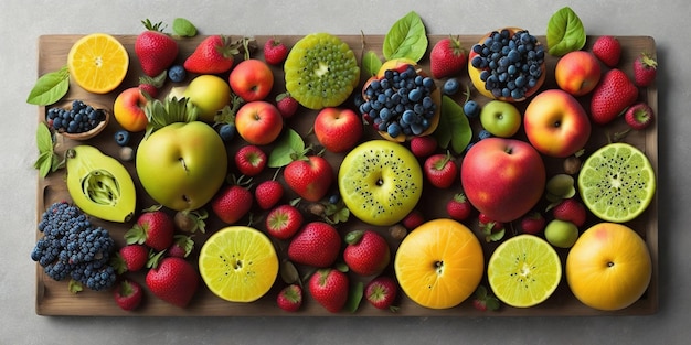 Una bandeja de fruta con la palabra fruta