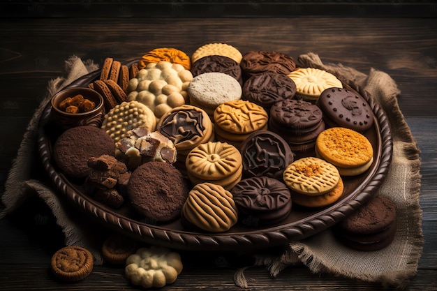 Una bandeja de galletas con diferentes sabores en ella