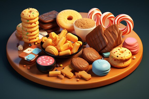 una bandeja de galletas, galletas y galletas en una mesa.