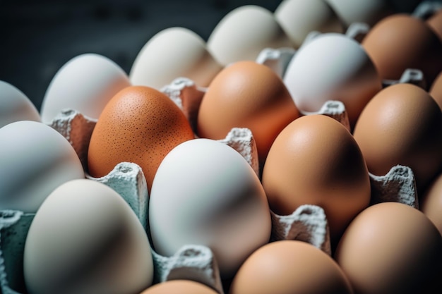 Bandeja de huevos de gallina IA generativa