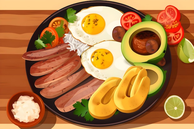 Foto bandeja paisa comida colombiana comida tradicional colombiana vector ilustración