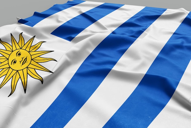 Una bandera 3D con la bandera de Uruguay en ella