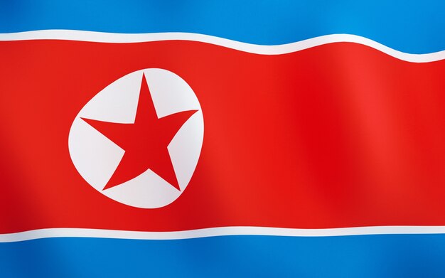 Bandera 3D de Corea del Norte.