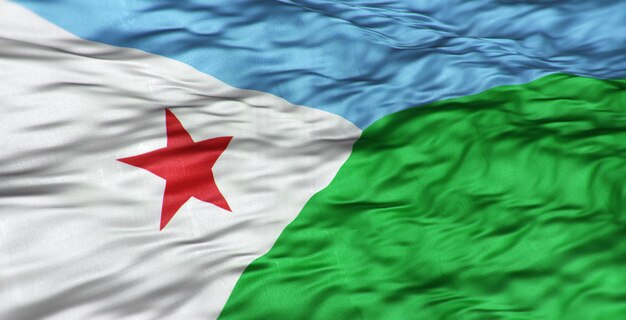 La bandera africana del país de Djibouti es ondulada.