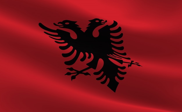 Foto bandera de albania. ilustración de la bandera albanesa ondeando.