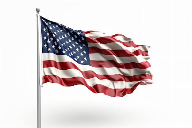 La bandera americana en un asta de bandera