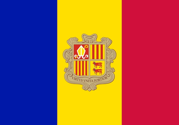 Bandera de Andorra. Ilustración de la bandera andorrana.