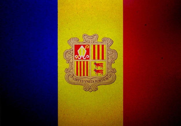 Bandera de Andorra impresa en un papel