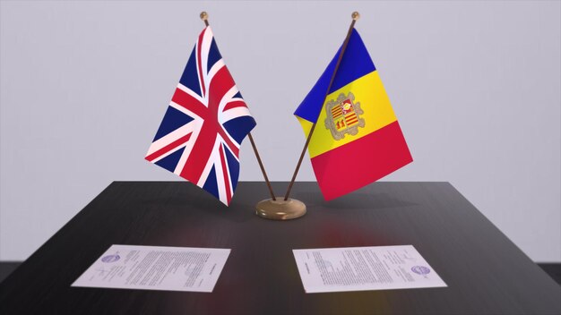 Bandera de Andorra y el Reino Unido Acuerdo de socio de concepto político entre países Acuerdo de asociación