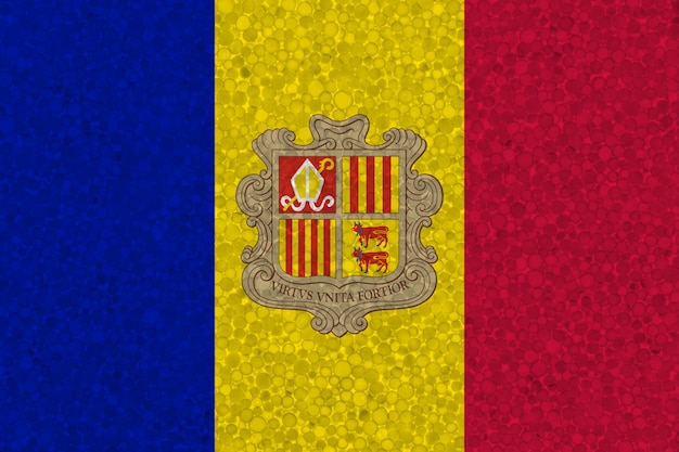 Bandera de andorra en textura de espuma de poliestireno