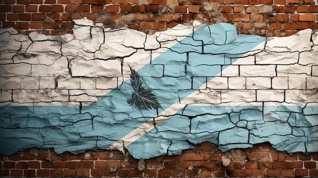 Bandera angustiada de Botswana en una pared de ladrillos