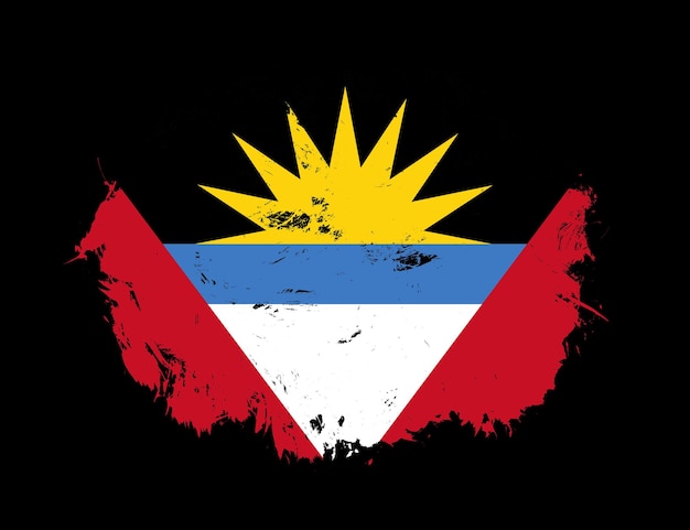 Bandera de antigua y barbuda pintada sobre fondo de pincel de trazo negro