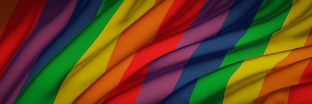 Bandera de arco iris ondulada renderizada en 3D Ropa ondulada LGBTQ