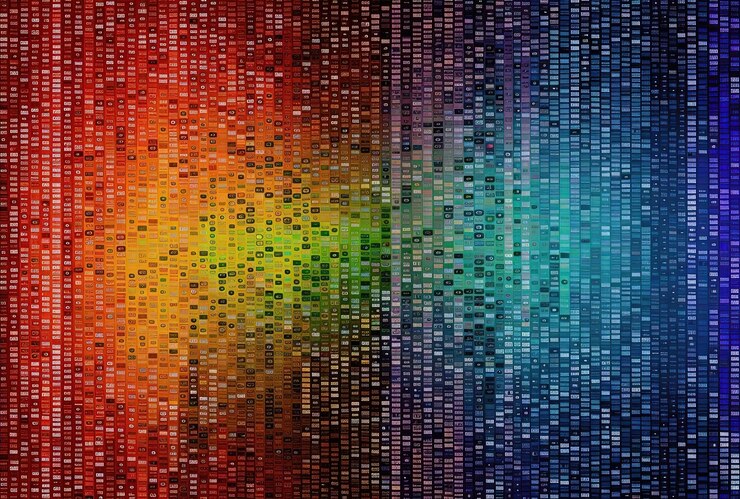 Foto bandera del arco iris usando bits de código binario al estilo de la cultura de internet