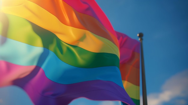 Una bandera del arcoíris con la palabra orgullo en ella