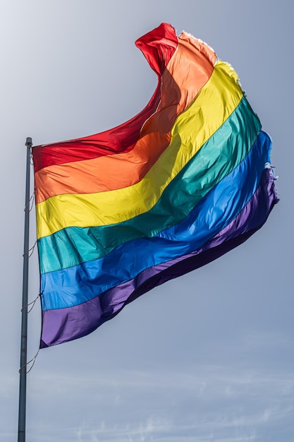 Una bandera del arcoíris con la palabra orgullo en ella