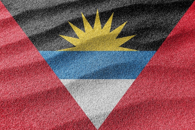 Bandera de arena de antigua y barbuda, fondo de arena de bandera nacional