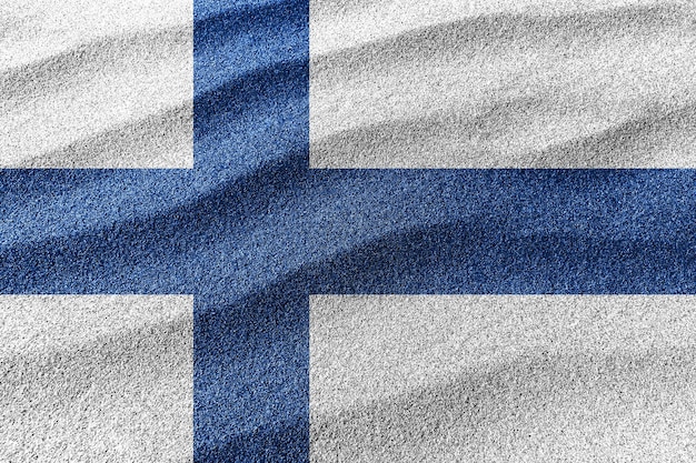 Bandera de arena de Finlandia, fondo de arena de la bandera nacional