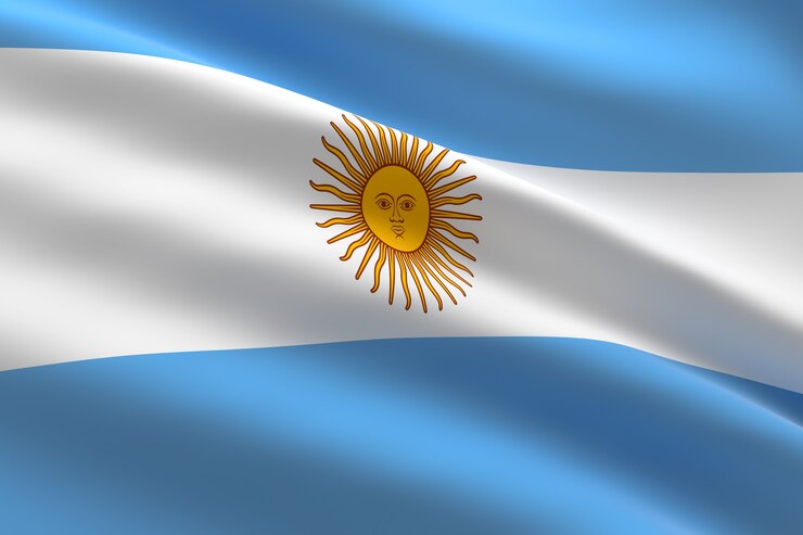 Foto bandera de argentina ilustración 3d de la bandera argentina ondeando