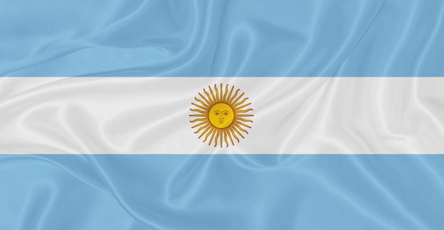 Bandera de Argentina ondeando en el aire