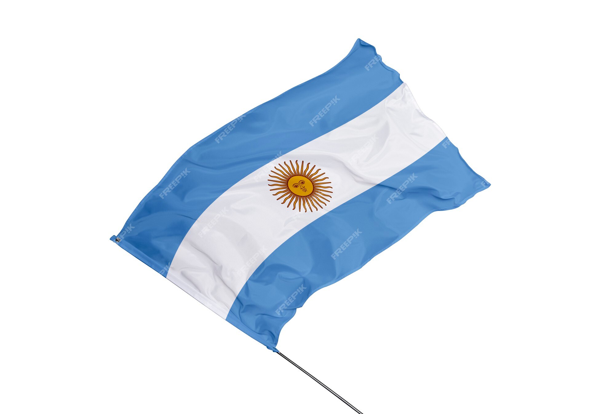 Bandera argentina sobre un fondo blanco. | Foto Premium