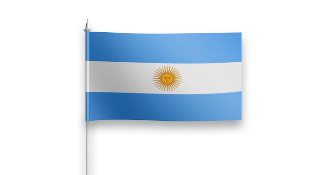 Bandera Argentina sobre un fondo blanco.