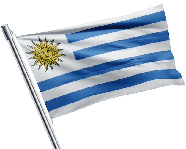 Una bandera argentina con un sol.