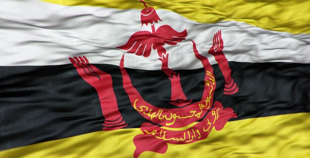 La bandera asiática del país de Brunei es ondulada.