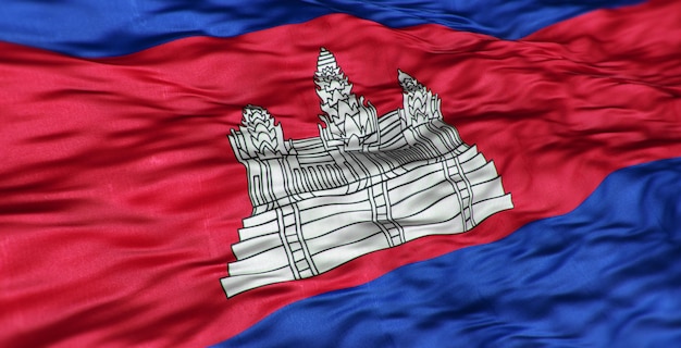 Foto la bandera asiática del país de camboya es ondulada.