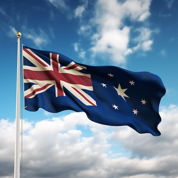 Bandera de australia con cielo azul