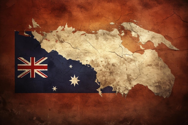 La bandera de Australia en el mapa mundial