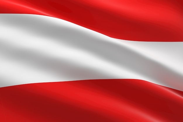 Bandera de Austria Ilustración 3d de la bandera austríaca ondeando